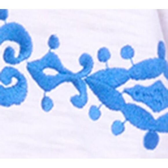 Belle by Kim Gravel Women's Top Sz M Santorini Fantasy Embroidered White A643642 - Picture 3 of 4